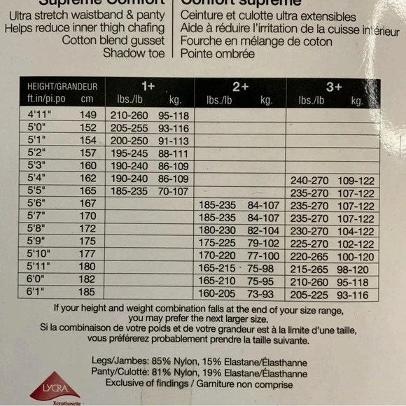 3/$25 SECRET Supreme Comfort Silky Sheer Tights Natural Size 1+ - Picture 5 of 6